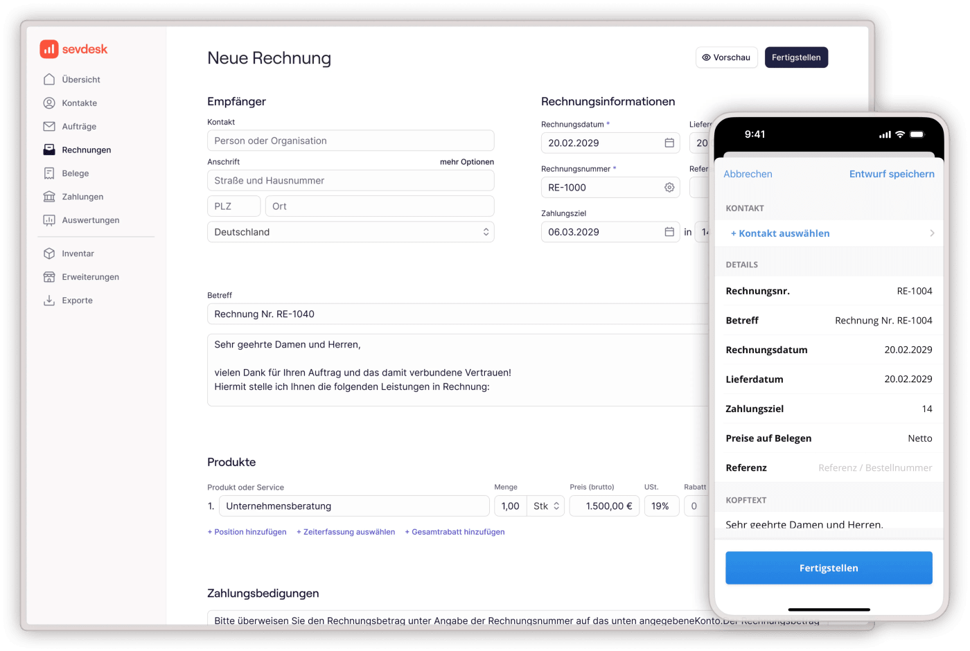 sevdesk Beispiel